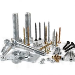 variety of screws and fasteners isolated on white background